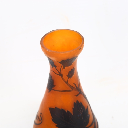 71 - LOETZ for RICHARD - cameo glass stem vase with leaf decoration, circa 1900, height 9cm