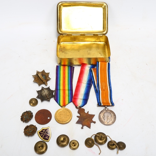 73 - Trio of Great War Service medals to 12554 Private A Holdstock, Coldstream Guards, together with Prin... 