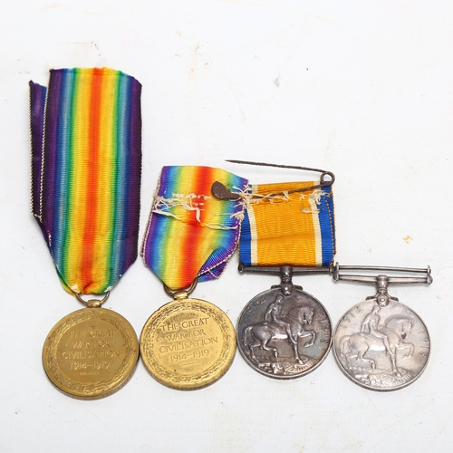 74 - 2 pairs of Great War Service medals to G-23703 Private JJ Heppeler Royal Sussex Regiment, and M-3409... 