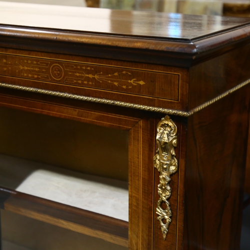 231 - A 19th century breakfront side cabinet with inlay and ormolu mounts, width 167cm, depth 37cm, height... 