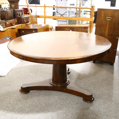 232 - A Victorian mahogany loo / breakfast table on pillar base, diameter 137cm