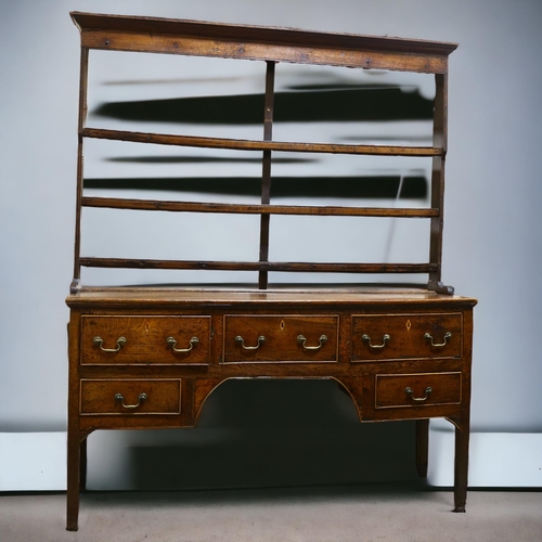 234 - A George III open backed oak dresser, with 5 drawer base, height 193cm x 56cm