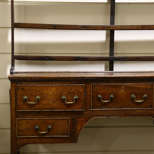 234 - A George III open backed oak dresser, with 5 drawer base, height 193cm x 56cm