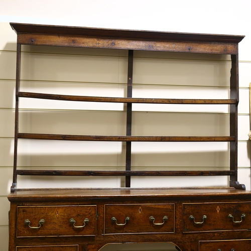 234 - A George III open backed oak dresser, with 5 drawer base, height 193cm x 56cm