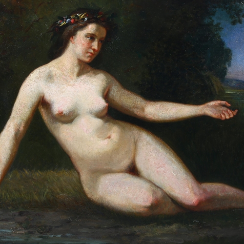 603 - 19th century oil on canvas, Classical female nude, unsigned, 64cm x 80cm, framed