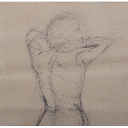 606 - Late 19th/early 20th century charcoal sketch, nude life study, inscribed Helen, 60cm x 28cm, framed