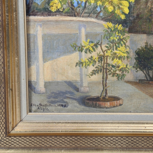 613 - Ella Thalbitzer (1883 - 1952), buildings and gardens Algir, 1948, oil on canvas, signed, 24cm x 34cm... 