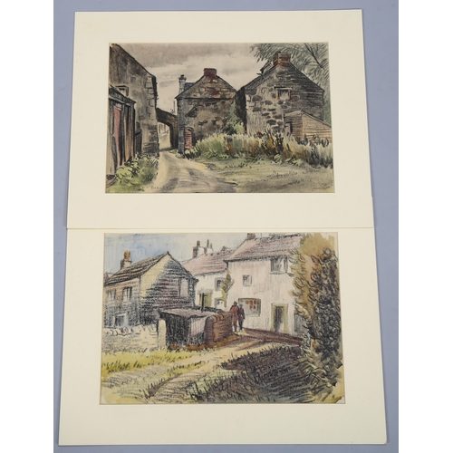 621 - David William Burley (1901 - 1990), 2 Irish village scenes, charcoal/watercolour on paper, signed, S... 