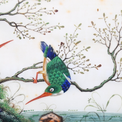 628 - 2 x 19th century Chinese watercolours on rice paper, largest 20cm x 32cm, framed (2)