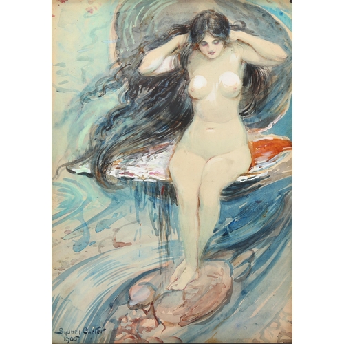 640 - Sydney Carter, female nude study, watercolour, signed and dated 1905, 29cm x 21cm, framed