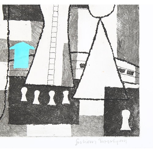 641 - Julian Trevelyan (1910 - 1988), Silo, coloured etching, signed in pencil, no. 17/25, plate 24cm x 35... 