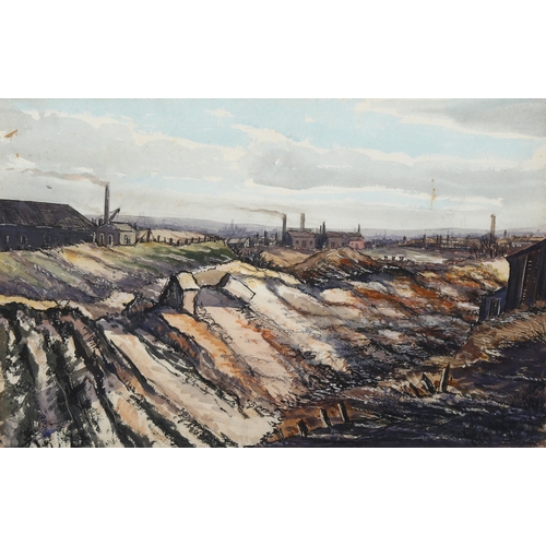 646 - Max Brimmell, industrial scene near Halesowen, Worcestershire, watercolour, signed, 34cm x 48cm, fra... 