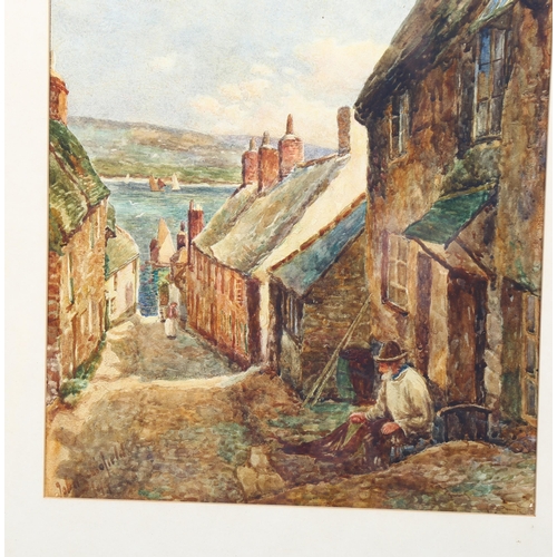 662 - John Schofield, Cornish village scenes, pair of watercolours, signed, 30cm x 25cm, framed