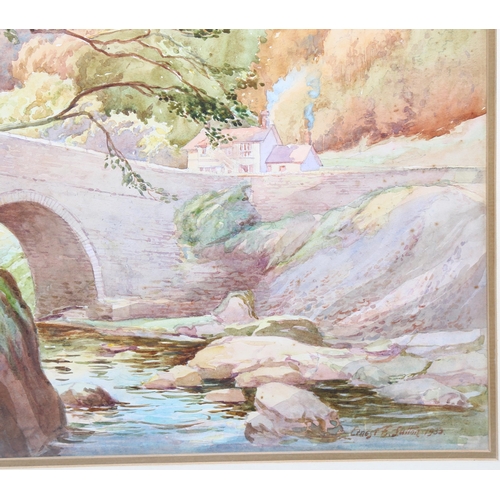 663 - Ernest Sutton, bridge over a river, signed and dated 1933, 37cm x 47cm, framed