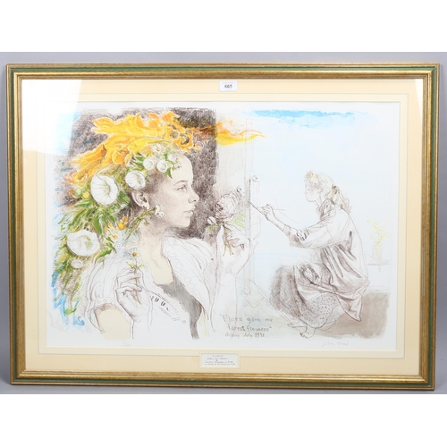 665 - John Stanton Ward (1917 - 2007), Flora Gave Me Fairest Flowers, colour lithograph, signed in pencil,... 