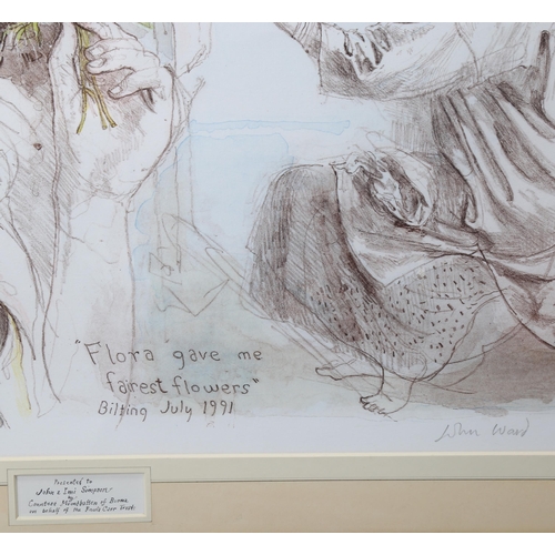 665 - John Stanton Ward (1917 - 2007), Flora Gave Me Fairest Flowers, colour lithograph, signed in pencil,... 