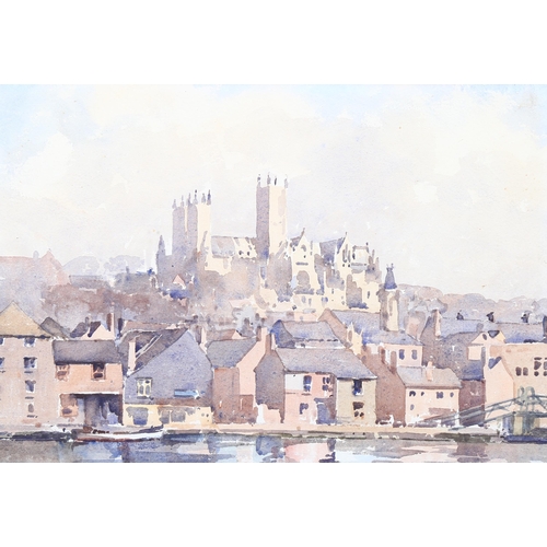 673 - Len Roope (1917 - 2005), view of Lincoln Cathedral, signed and dated 1971, 22cm x 32cm, framed