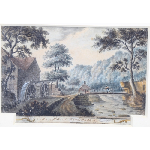 675 - William Beilby (flourished 1778 to 1780), the mill at Wandsworth, signed and dated 1780, 10cm x 15cm... 