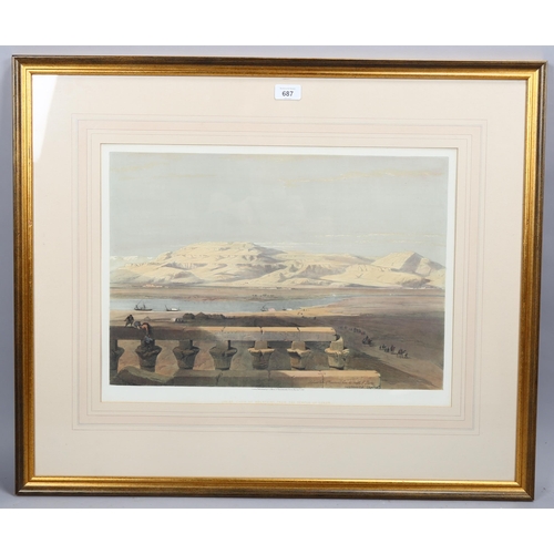 687 - After David Roberts RA (1796 - 1864), Lybian chain of mountains from the Temple of Luxor, lithograph... 