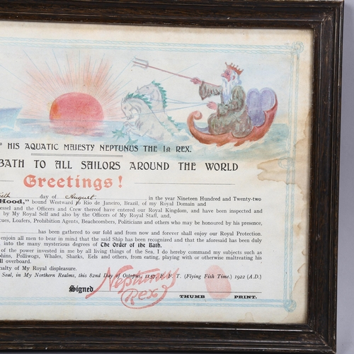 689 - Order Of The Bath, certificate awarded to Edgar Marshall on HMS Hood 13th August 1922, 23cm x 37cm, ... 