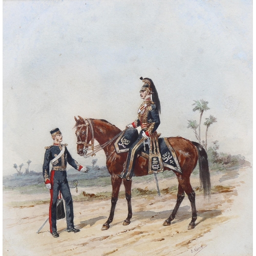 690 - Orlando Norie (1832 - 1901), the Bombay Horse Artillery, watercolour on paper, signed, 21cm x 21cm, ... 