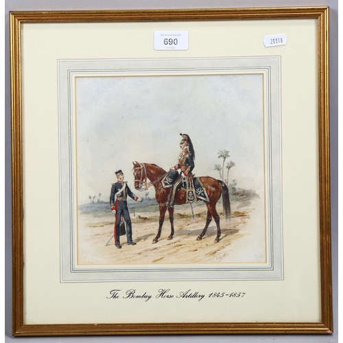 690 - Orlando Norie (1832 - 1901), the Bombay Horse Artillery, watercolour on paper, signed, 21cm x 21cm, ... 