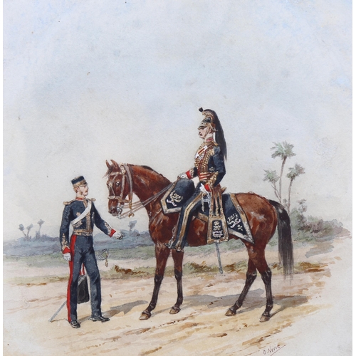 690 - Orlando Norie (1832 - 1901), the Bombay Horse Artillery, watercolour on paper, signed, 21cm x 21cm, ... 