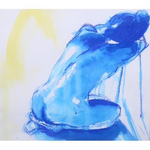 693 - Phyllis Hall, cold morning, coloured pastels, 37cm x 37cm, and  blue nude, 37cm x 41cm, framed (2)