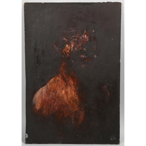 700 - Late 20th century oil on panel, abstract head portrait, unsigned, 61cm x 41cm, unframed