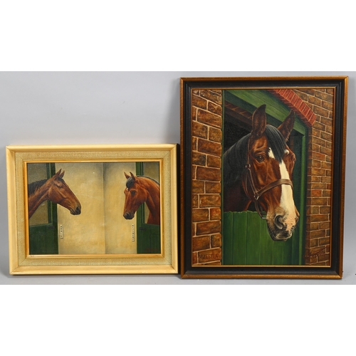 703 - W F Perrin, 2 studies of racehorses, oils on canvas, both signed, largest 46cm x 36cm, framed (2)