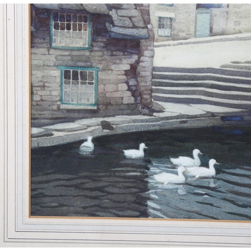 706 - Cecil Aldin (1870 - 1935), duck pond, watercolour, signed, 27cm x 36cm, framed