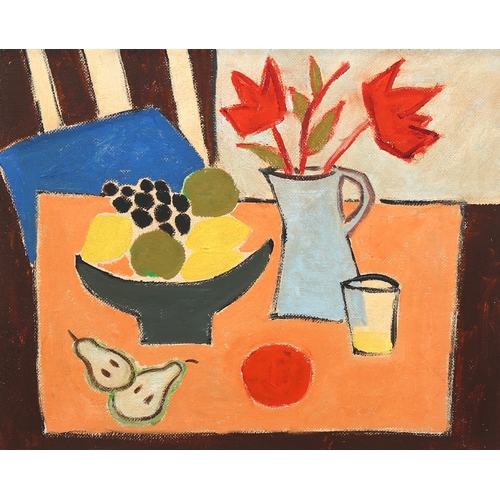 707 - Contemporary still life, oil on board, unsigned, 40cm x 50cm, framed