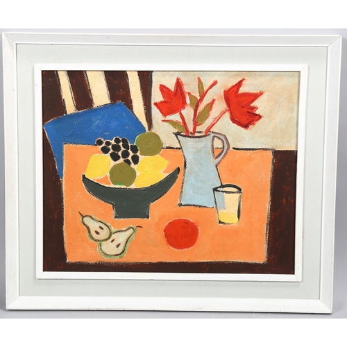 707 - Contemporary still life, oil on board, unsigned, 40cm x 50cm, framed