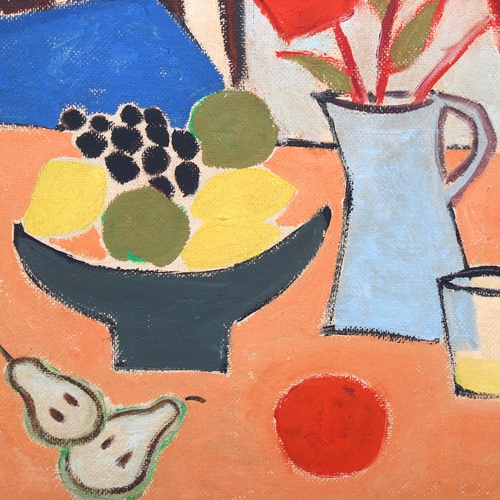 707 - Contemporary still life, oil on board, unsigned, 40cm x 50cm, framed