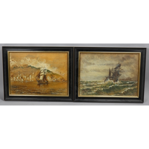 718 - Joseph Smail, shipping off the coast, watercolours, signed and dated 1928, 36cm x 50cm, framed