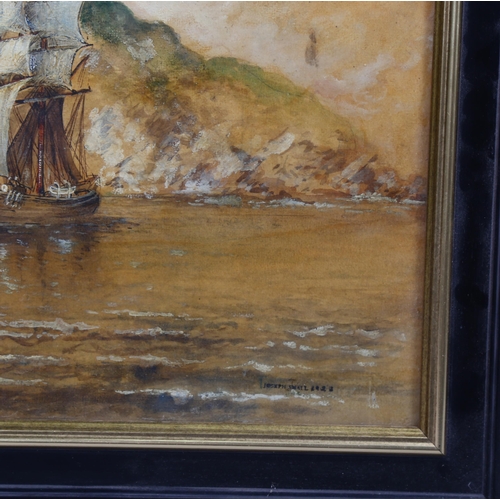 718 - Joseph Smail, shipping off the coast, watercolours, signed and dated 1928, 36cm x 50cm, framed