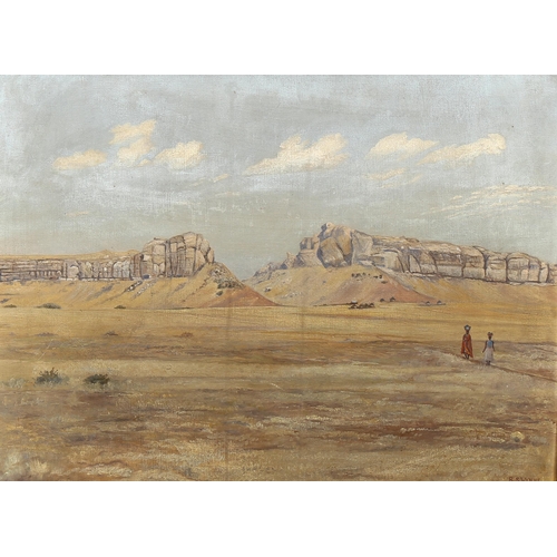 721 - R S Wynne, North African desert scene, oil on canvas laid on board, signed, 45cm x 60cm, framed