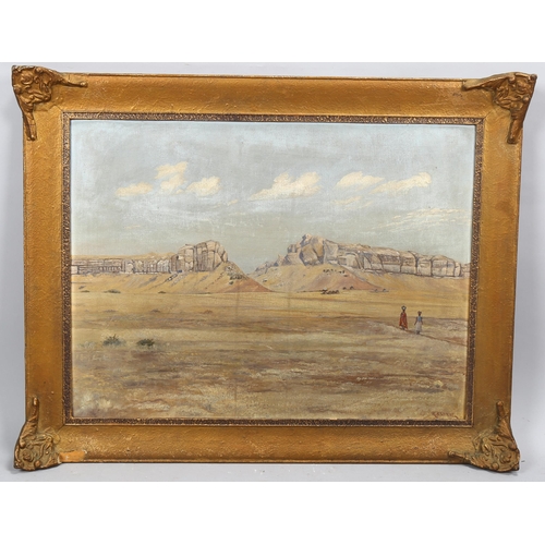 721 - R S Wynne, North African desert scene, oil on canvas laid on board, signed, 45cm x 60cm, framed