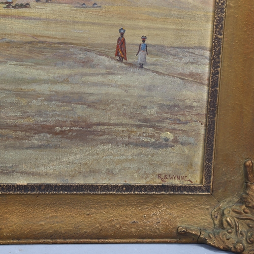 721 - R S Wynne, North African desert scene, oil on canvas laid on board, signed, 45cm x 60cm, framed