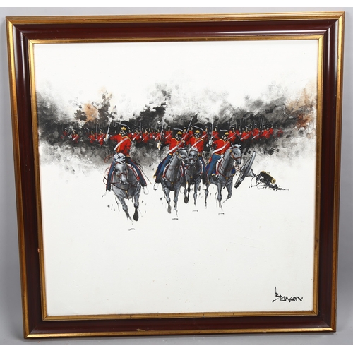 725 - Brandon (born 1954), Charge of the Light Brigade, oil on canvas, signed, 75cm x 75cm, framed