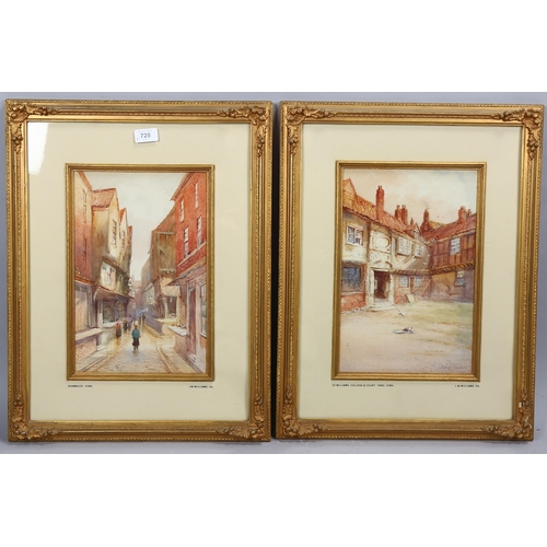 728 - J W Williams, Shambles York and college and courtyard York, signed and dated 1909, 33cm x 22cm, fram... 