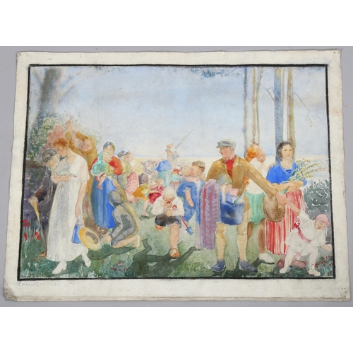 732 - Early 20th century European School, a summer outing, watercolour, unsigned, image 34cm x 48cm, frame... 