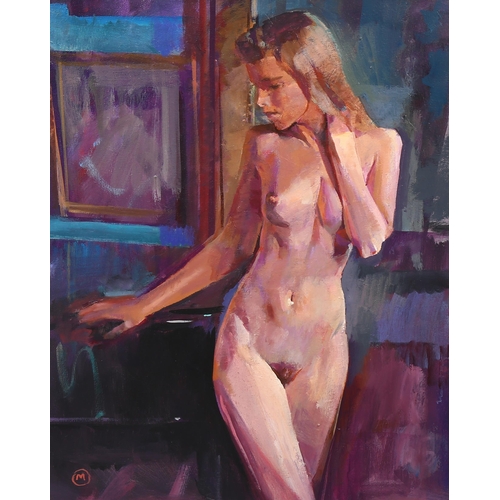 741 - Julian Gordon Mitchell, nude life study, oil on canvas, signed, 50cm x 40cm, framed