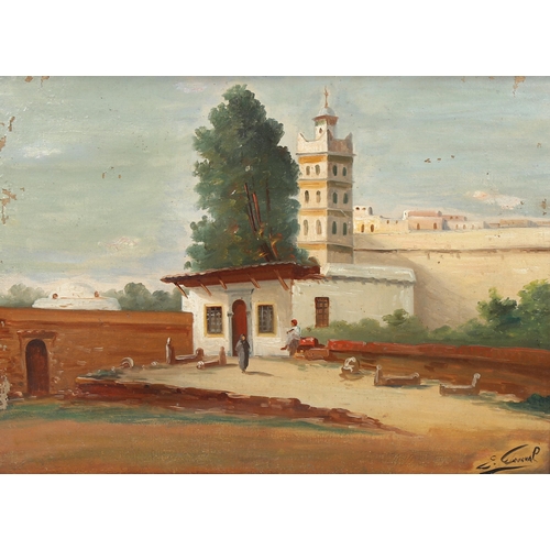 745 - Early 20th century oil on canvas, street scene Algiers, indistinctly signed, 43cm x 60cm, framed