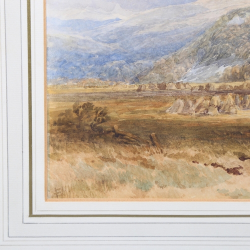 750 - Edmund Morison Wimperis, haymaking, watercolour, signed, 21cm x 36cm, framed