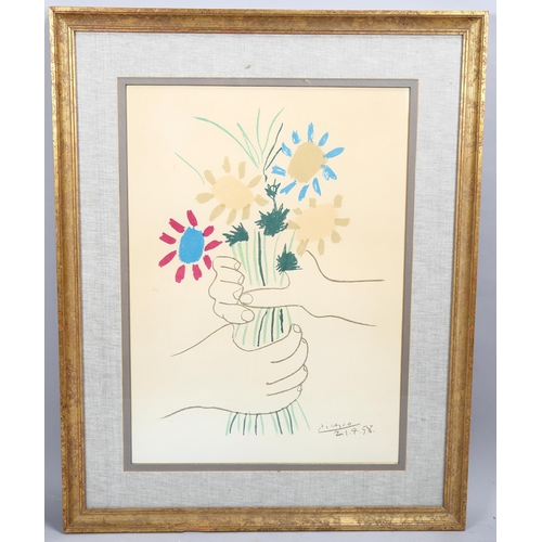 751 - WITHDRAWN - Pablo Picasso (1881 - 1973), bouquet of flowers, lithograph, signed in the plate, 64cm x... 