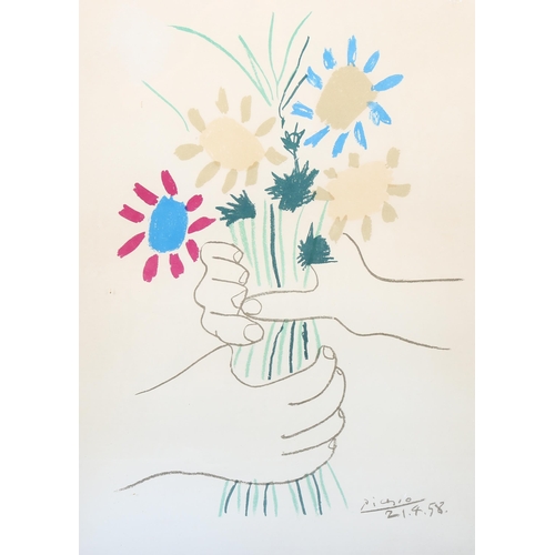 751 - WITHDRAWN - Pablo Picasso (1881 - 1973), bouquet of flowers, lithograph, signed in the plate, 64cm x... 