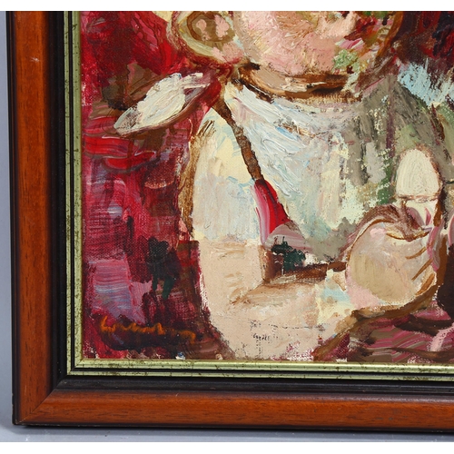 755 - Bertie Walters, expressionist portrait of a child, oil on canvas, signed, 41cm x 33cm, framed