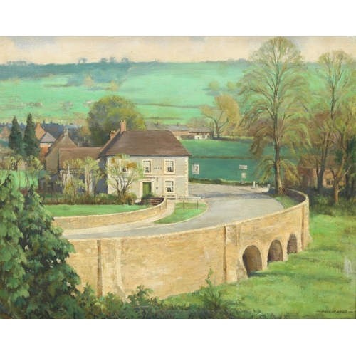 756 - Philip Reed, Derbyshire village scene, oil on canvas, signed, 40cm x 50cm, framed