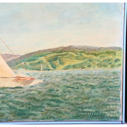 760 - 2 mid-20th century boating scenes, oil on canvas and board, largest 50cm x 75cm, framed (2)